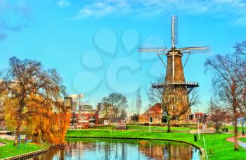 De Valk, a historic tower mill in Leiden, the Netherlands
