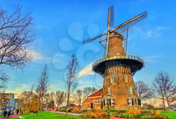 De Valk, a historic tower mill in Leiden, the Netherlands