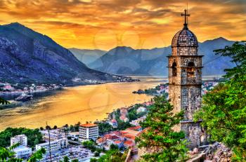Church of Our Lady of Remedy in Kotor at sunset. Montenegro - Balkans, Europe