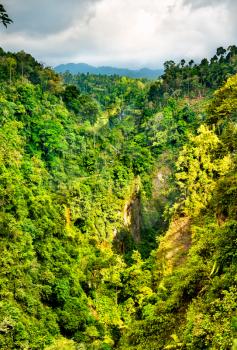 Glidik river valley at Sewu Waterfalls in East Java, Indonesia