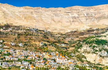 View of Bsharri town in the Holy Kadisha Valley, Lebanon
