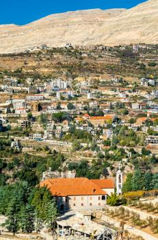 View of Bsharri town in the Holy Kadisha Valley, Lebanon