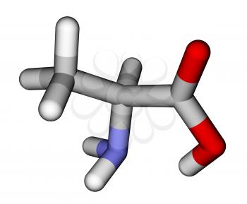 Amino acid alanine 3D molecular model