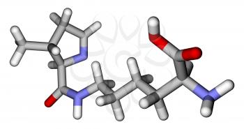 Amino acid pyrrolysine sticks molecular model