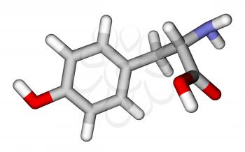 Amino acid tyrosine 3D molecular model