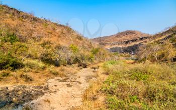 The Waghur River at the Ajanta Caves in a dry season. Maharashtra State of India