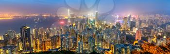 Panorama of Hong Kong Island in the evening, the People's Republic of China