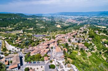 Aerial view of Saignon village in Provence - France