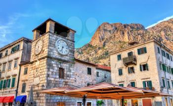 Clock Tower inside the old town of Kotor in Montenegro - Balkans, Europe