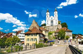 Aarburg Castle and church in the canton of Aargau, Switzerland