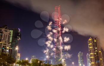 Fireworks from Burj Khalifa on New Year's Eve 2016, Dubai