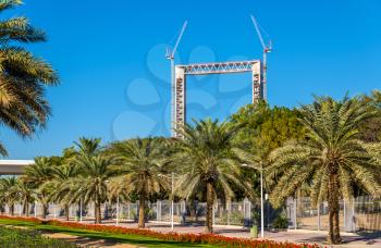 Dubai Frame under construction above Zabeel Park - UAE