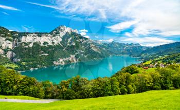 Landscape at Walensee Lake in Switzerland
