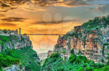 Sidi M'Cid Bridge across the Rhummel River Canyon in Constantine - Algeria, North Africa