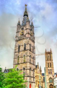 Belfry of Ghent, the tallest belfry in Belgium and a UNESCO world heritage site. East Flanders
