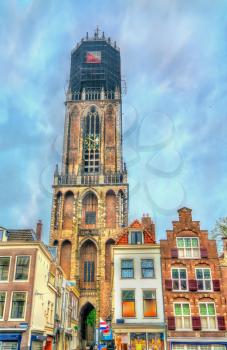 View of the Dom Tower of Utrecht, the tallest church tower in the Netherlands