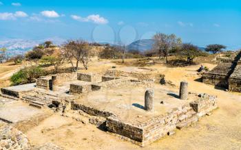 Monte Alban, a large pre-Columbian archaeological site near Oaxaca. UNESCO world heritage in Mexico