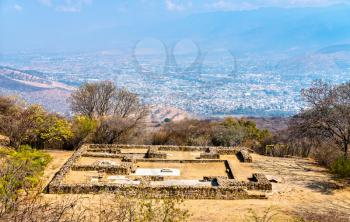 Monte Alban, a large pre-Columbian archaeological site near Oaxaca. UNESCO world heritage in Mexico