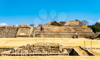 Monte Alban, a large pre-Columbian archaeological site near Oaxaca. UNESCO world heritage in Mexico