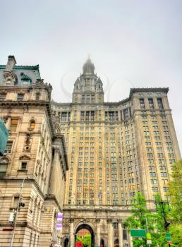 New York City, United States - May 5, 2017: Manhattan Municipal Building. It now houses New York City public offices