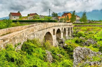 View of the Roman Bridge across the Mostanica River near Niksic in Montenegro