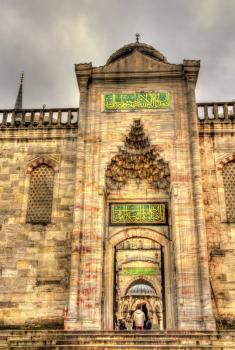 Entrance to Sultan Ahmet Mosque (Blue Mosque) in Istanbul - Turkey