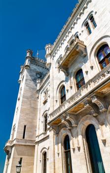 View of Miramare Castle near Trieste in Italy