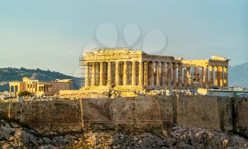 View of the Parthenon on the Acropolis of Athens in Greece