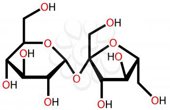 Structural formula of sucrose drawn on a white background