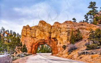 Arch above Scenic Byway 12 at Red Canyon within Dixie National Forest in Utah, the United States