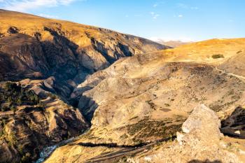 Aerial view of the Andes Mountains in Junin, Peru