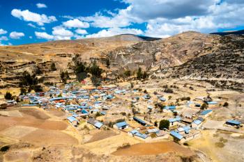 Aerial view of Antacocha village in the Peruvian Andes