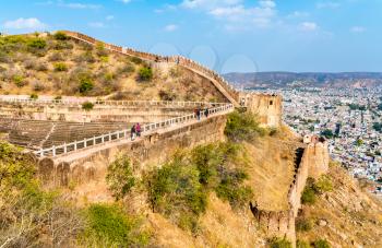 Defensive walls of Nahagarh Fort at Jaipur - Rajasthan State of India