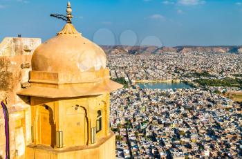 View of Jaipur city from Nahargarh Fort - Rajasthan State of India