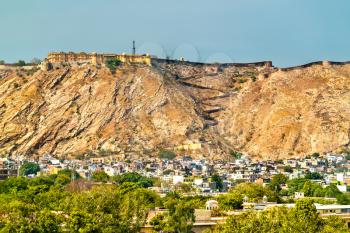 View of Nahargarh Fort above Jaipur - Rajasthan State of India