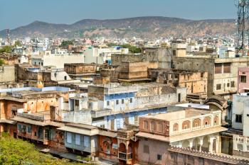 Cityscape of the old town of Jaipur - Rajasthan, India