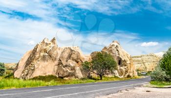 Rock formations of Goreme Valley in Cappadocia, Turkey