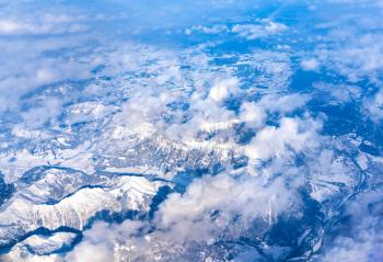 Aerial view of the Alps at the border between Germany and Austria.