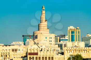 Skyline of Souq Waqif with Islamic Cultural Center in Doha, the capital of Qatar