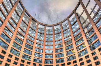 Strasbourg, France - December 5, 2017: Inner courtyard of the European Parliament building