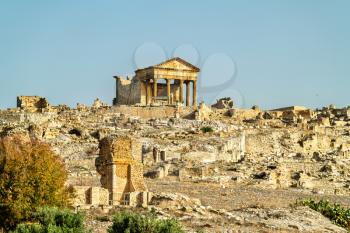 View of Dougga, an ancient Roman town in Tunisia. North Africa
