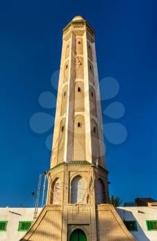 Minaret in the medina of Tozeur, Tunisia. North Africa