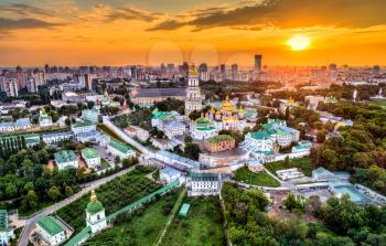 Aerial view of Pechersk Lavra in Kiev. UNESCO world heritage in Ukraine