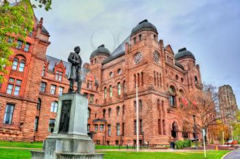 Toronto, Canada - May 2, 2017: Sir Oliver Mowat statue at the Ontario Legislative Building