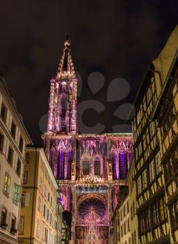 Illumination of Strasbourg Cathedral - Alsace, France