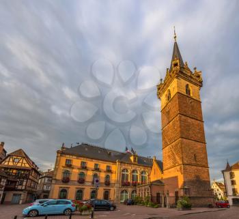 Watchtower and City hotel in Obernai - Alsace, France