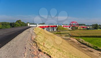 Construction of high-speed rail LGV Est near Strasbourg, France