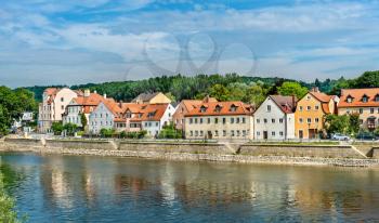 View of Regensburg with the Danube River in Germany, Bavaria