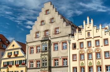 Buildings on Arnulfsplatz Square in the Old Town of Regensburg, Germany. UNESCO world heritage site