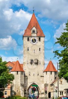 The Ostentor, a gate of the old town of Regensburg - Bavaria, Germany